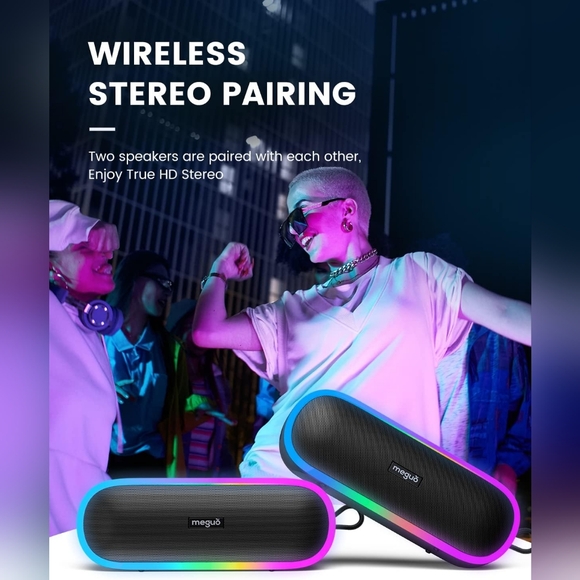 New MEGUO 20W Portable Wireless Speaker, IPX7 Waterproof, 24H Playtime! - Picture 7 of 9